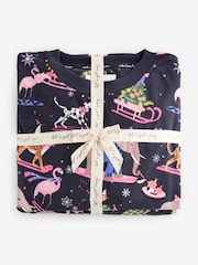 Navy Blue Animals Christmas Cosy Long Sleeve Pyjamas - Image 8 of 10