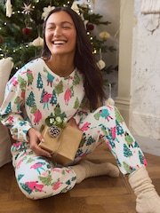 Ecru Skiing 100% Cotton Long Sleeve Pyjamas - Image 1 of 11