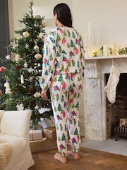 Ecru Skiing 100% Cotton Long Sleeve Pyjamas - Image 4 of 11