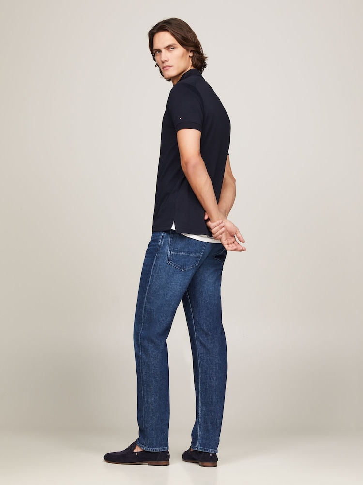 Tommy Hilfiger Blue Slim Fit Zip 100% Cotton Polo Top - Image 2 of 5 Tommy Hilfiger Blue Slim Fit Zip 100% Cotton Polo Top - Image 2 of 5