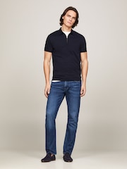 Tommy Hilfiger Blue Slim Fit Zip 100% Cotton Polo Top - Image 3 of 5