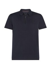 Tommy Hilfiger Blue Slim Fit Zip 100% Cotton Polo Top - Image 5 of 5