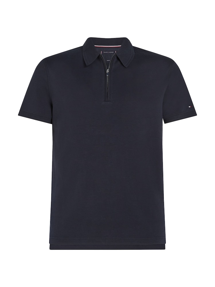 Tommy Hilfiger Blue Slim Fit Zip 100% Cotton Polo Top - Image 5 of 5