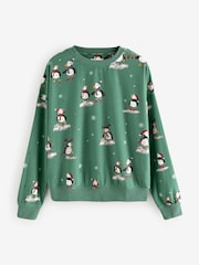 Sage Green Puffins Christmas Cosy Long Sleeve Pyjamas - Image 7 of 7