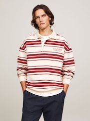 Tommy Hilfiger Natural Monotype Stripe Rugby 100% Cotton Top - Image 1 of 6