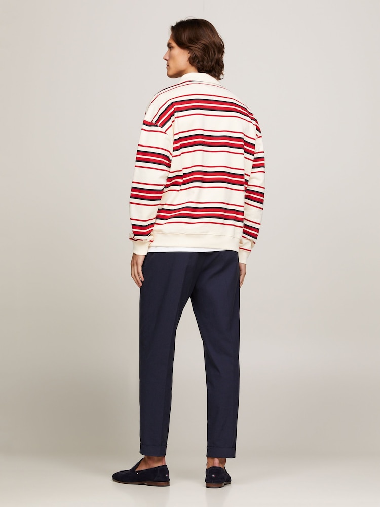 Tommy Hilfiger Natural Monotype Stripe Rugby 100% Cotton Top - Image 2 of 6