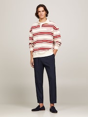 Tommy Hilfiger Natural Monotype Stripe Rugby 100% Cotton Top - Image 3 of 6
