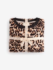 Leopard Print Long Sleeve Fleece Pyjamas - Image 2 of 11