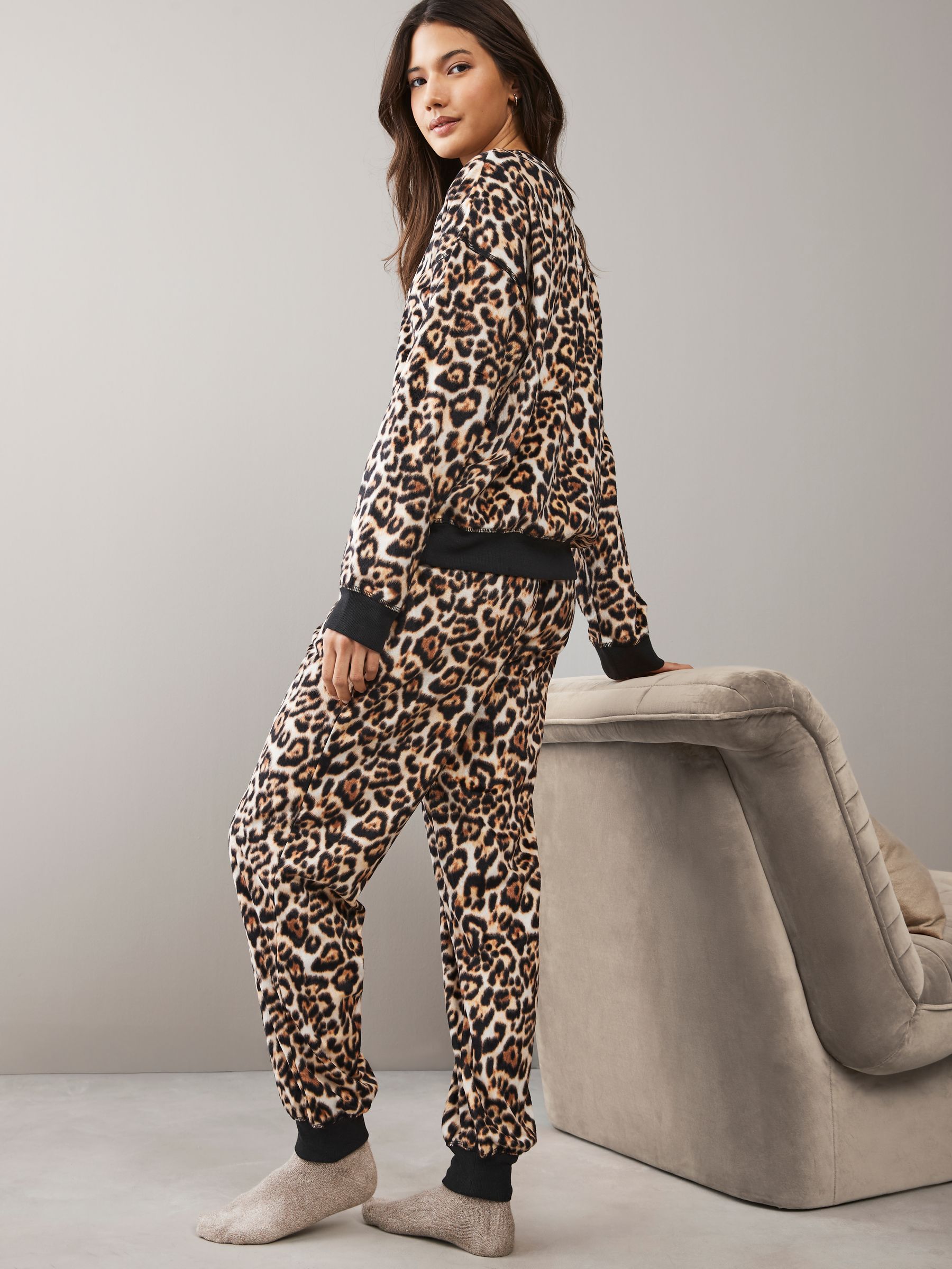 Buy Leopard Print Long Sleeve Fleece Pyjamas from Next
