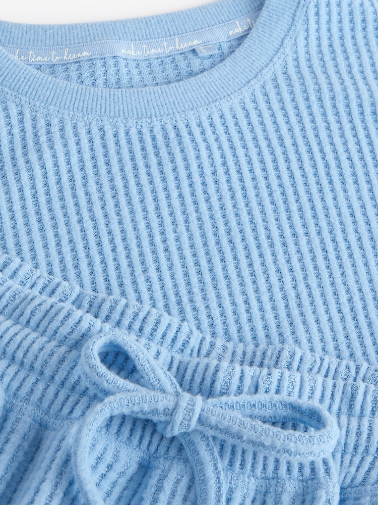 Blue Cosy Waffle Long Sleeve Pyjamas - Image 10 of 10