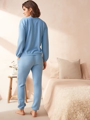 Blue Cosy Waffle Long Sleeve Pyjamas - Image 2 of 10