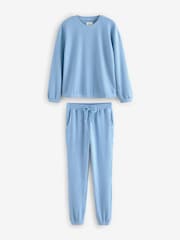 Blue Cosy Waffle Long Sleeve Pyjamas - Image 5 of 10