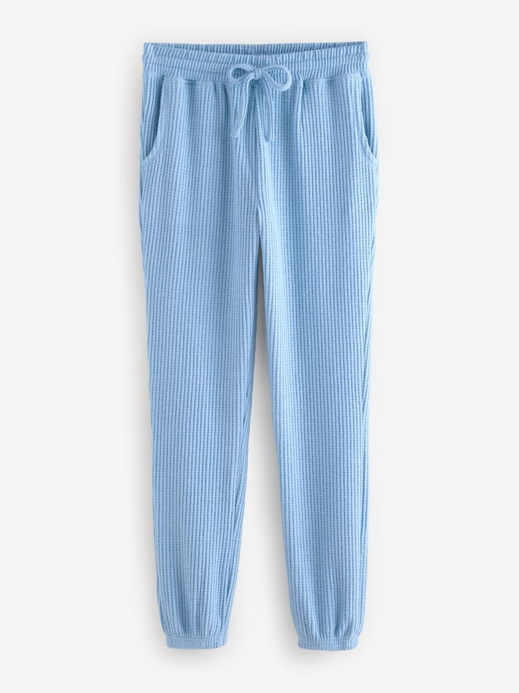 Blue Cosy Waffle Long Sleeve Pyjamas - Image 7 of 10