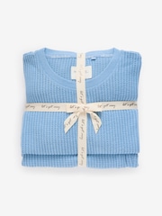 Blue Cosy Waffle Long Sleeve Pyjamas - Image 8 of 10