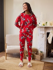 Red Mistletoe 100% Cotton Christmas Long Sleeve Pyjamas - Image 2 of 10