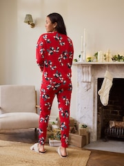Red Mistletoe 100% Cotton Christmas Long Sleeve Pyjamas - Image 3 of 10