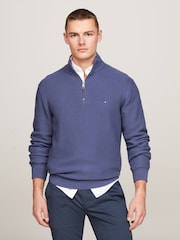 Tommy Hilfiger Blue Structure Zip Mock Sweater - Image 1 of 4