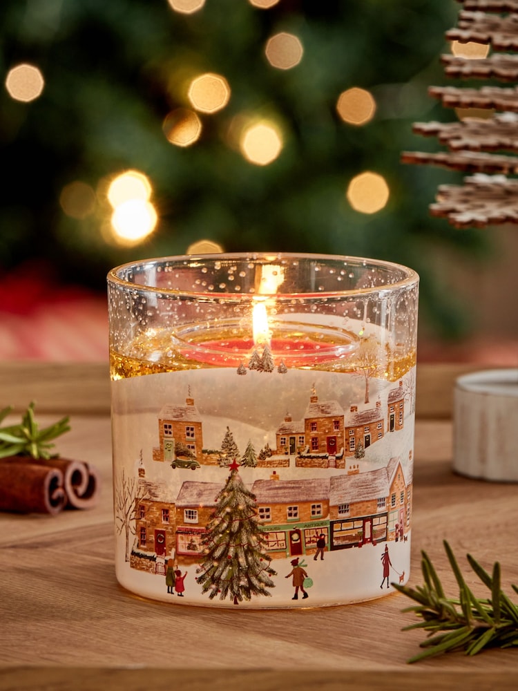 Red Festive Spice Scented Christmas Light Up Candle - Image 1 of 4