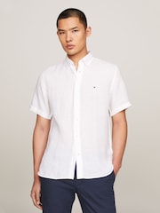 Белый - Tommy Hilfiger Pigment Dyed 100% Linen Shirt - Изображение 3 из 5