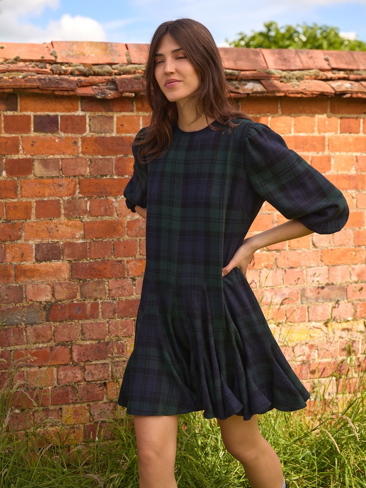 Laura Ashley Navy Watch Check Mini Dress - صورة 1 من 3