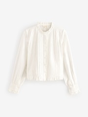Laura Ashley White Lace Trim Pintuck Blouse - Image 4 of 4
