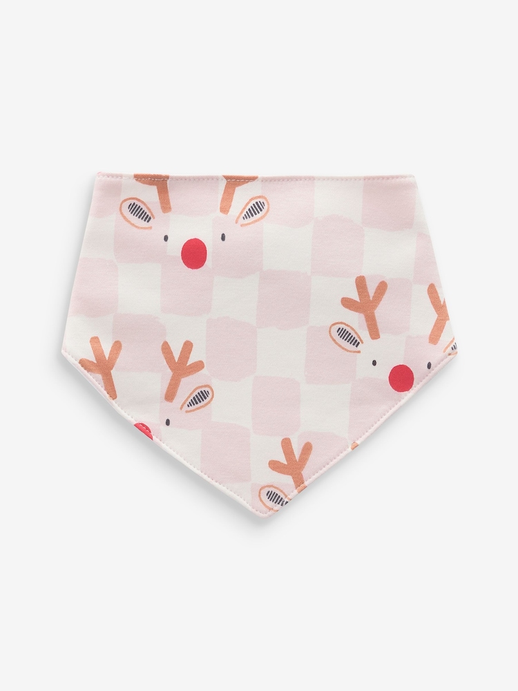 Red Baby 100% Cotton Christmas Bibs 3 Pack - Image 4 of 4