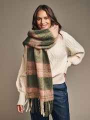 Laura Ashley Green/Pink Chunky Check Scarf - Image 1 of 8