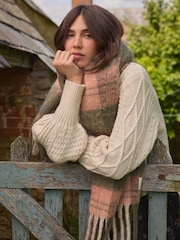 Laura Ashley Green/Pink Chunky Check Scarf - Image 2 of 8
