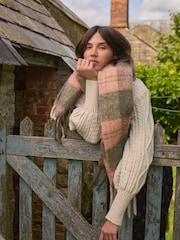 Laura Ashley Green/Pink Chunky Check Scarf - Image 3 of 8