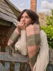 Laura Ashley Green/Pink Chunky Check Scarf - Image 4 of 8