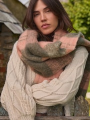 Laura Ashley Green/Pink Chunky Check Scarf - Image 5 of 8