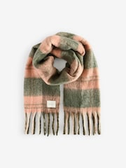 Laura Ashley Green/Pink Chunky Check Scarf - Image 8 of 8