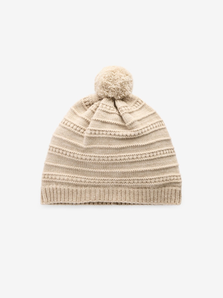 Neutral Baby Knitted Pom Hat - Image 2 of 3