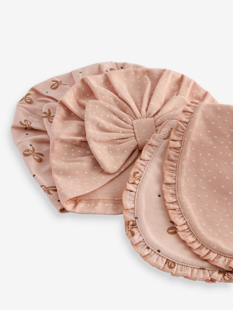 Rosa - Baby 100% Cotton Bow Turban and Bibs Set 4 Pack (0-18mths) - Imagen 6 de 6