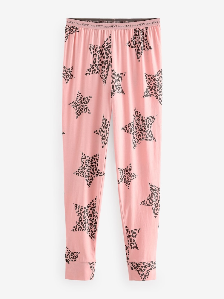Pink Leopard Star 100% Cotton Long Sleeve Pyjamas - Image 7 of 10