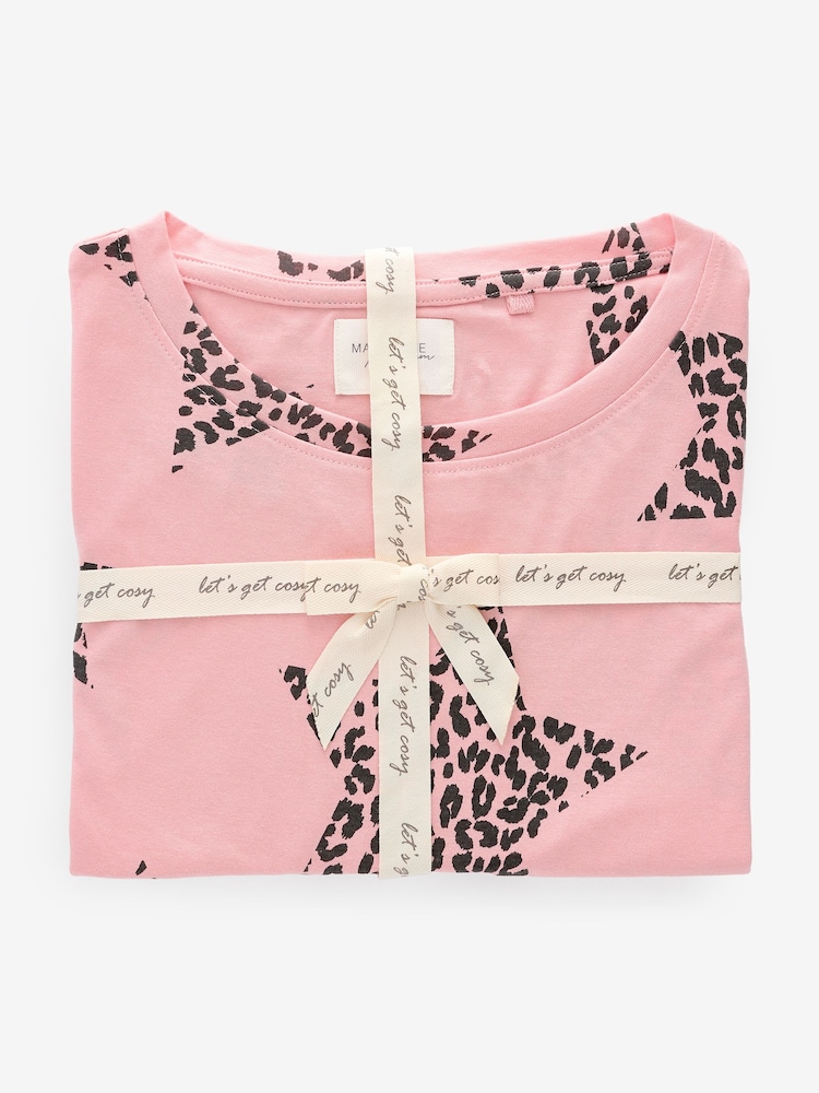 Pink Leopard Star 100% Cotton Long Sleeve Pyjamas - Image 8 of 10