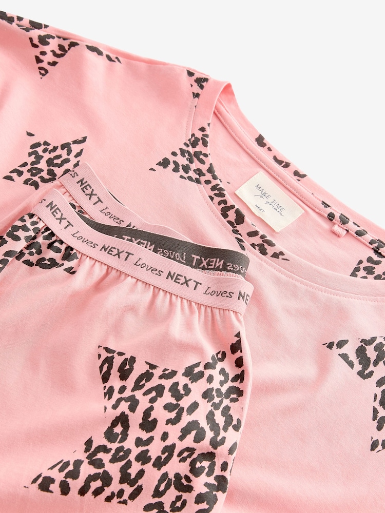 Pink Leopard Star 100% Cotton Long Sleeve Pyjamas - Image 9 of 10