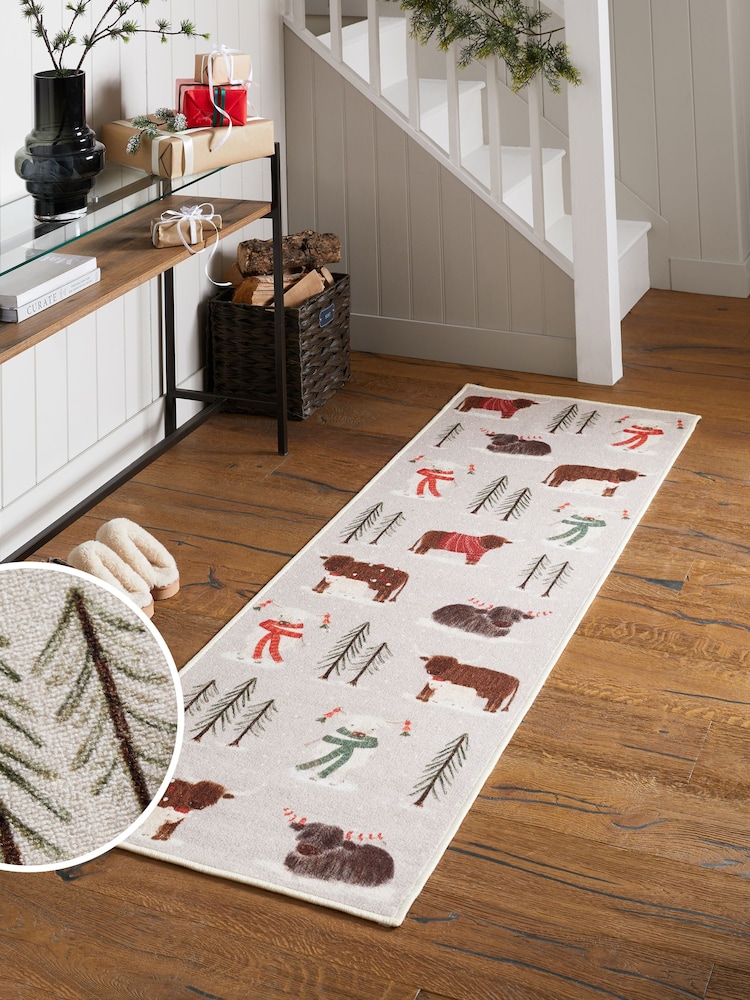 Natural Washable Christmas Hamish The Highland Cow Runner - Image 1 of 6