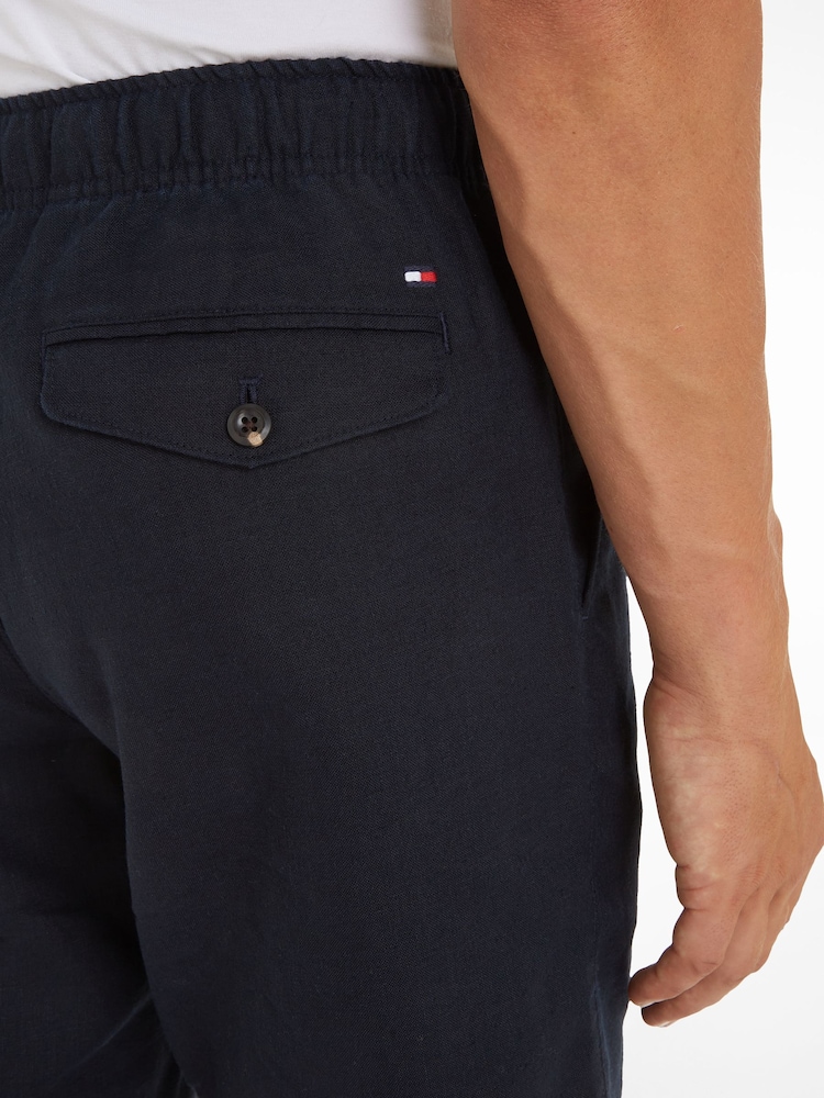 Tommy Hilfiger Blue Harlem Linen Shorts - Image 4 of 4
