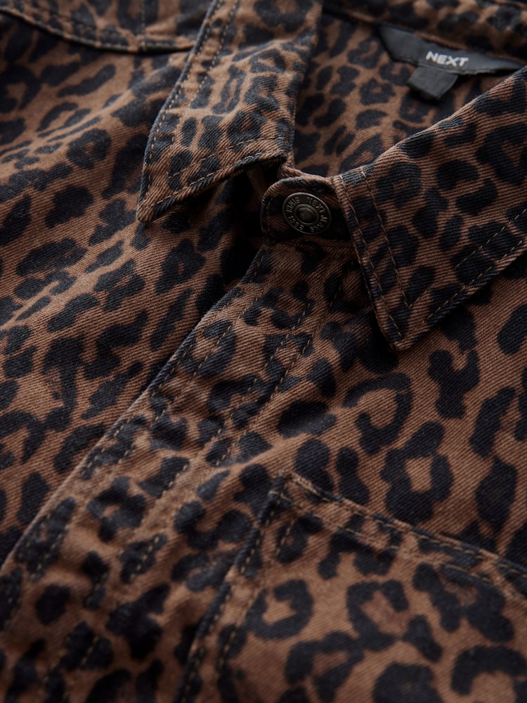 Leopard Print 100% Cotton Denim Belted Jumpsuit - Image 7 of 7 Leopard Print 100% Cotton Denim Belted Jumpsuit - Image 7 of 7