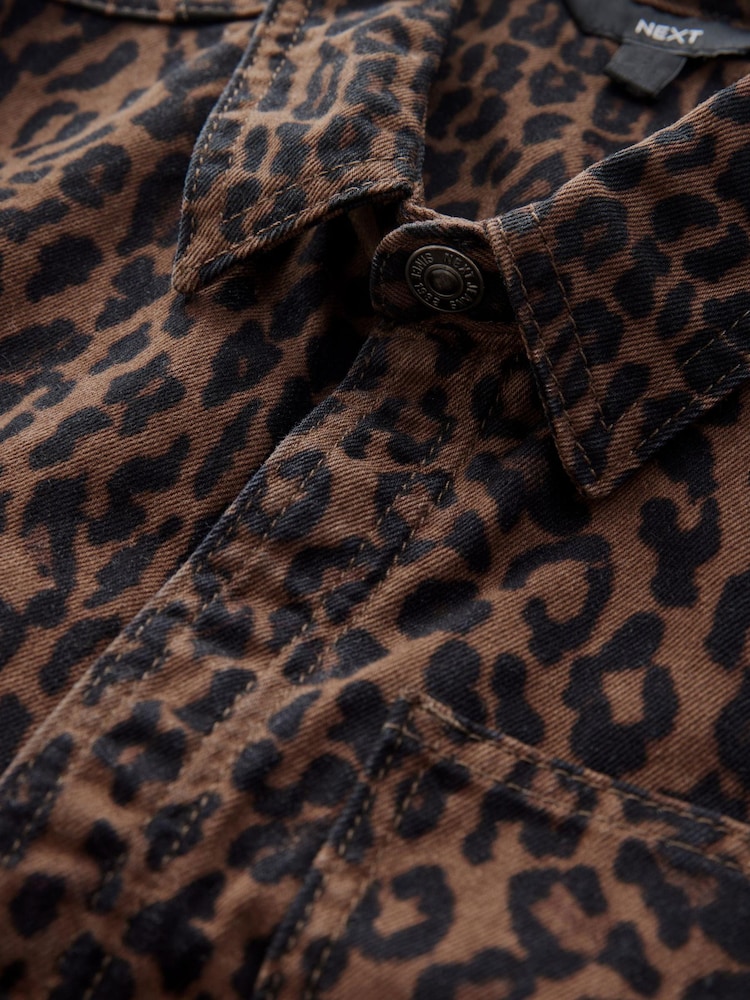 Leopard Print 100% Cotton Denim Belted Jumpsuit - Image 8 of 8