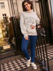 Dark Blue Brushed Jersey Denim Leggings - Image 1 of 8