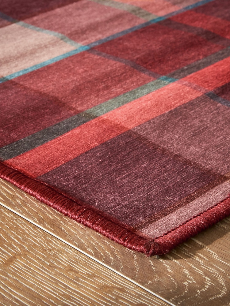 Red Washable Check Runner - Image 2 of 5