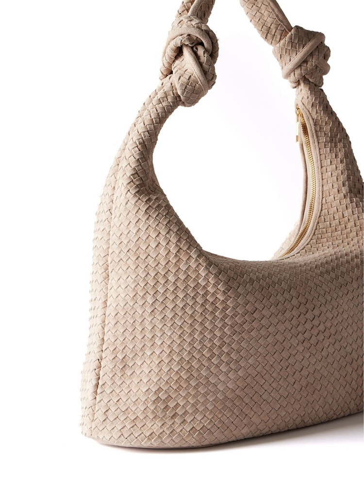 Mint Velvet Cream Woven Knot Handle Bag - Image 2 of 4