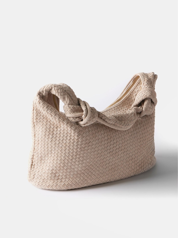Mint Velvet Cream Woven Knot Handle Bag - Image 4 of 4