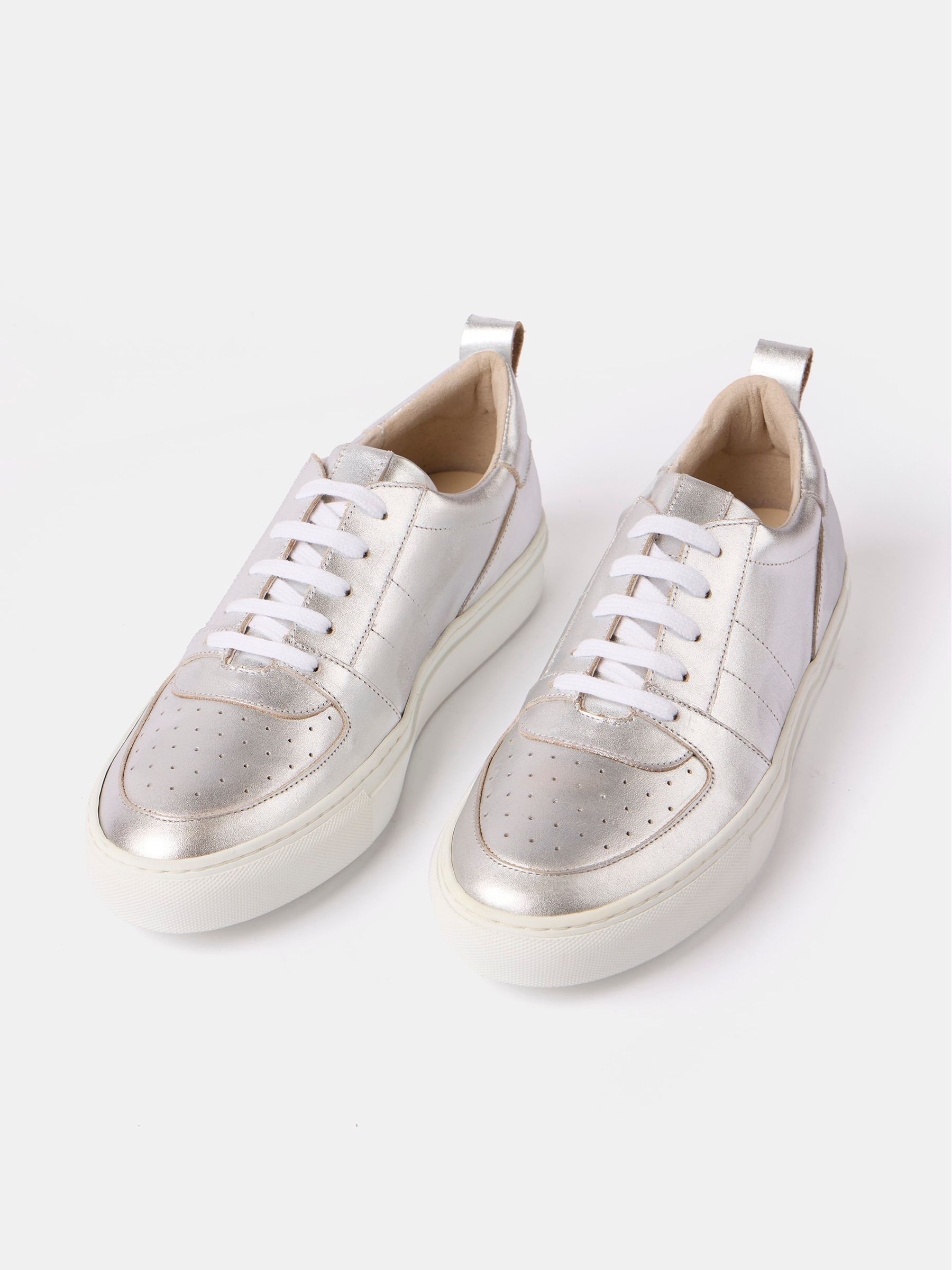 Buy Mint Velvet Silver Leather Trainers from Next Luxembourg