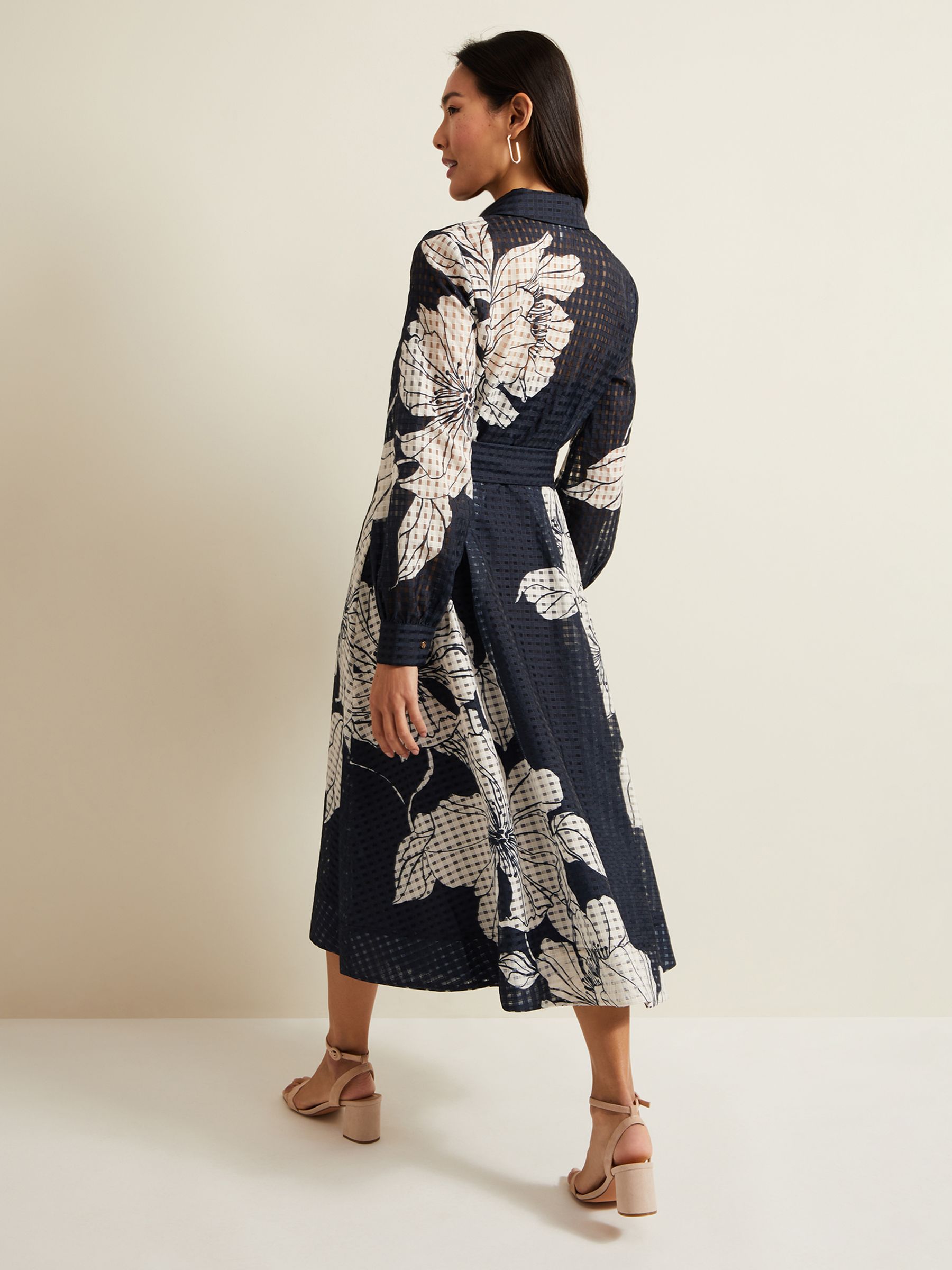 Buy Phase Eight Blue Natalie Floral Shirt Midi Dress from Next Oman