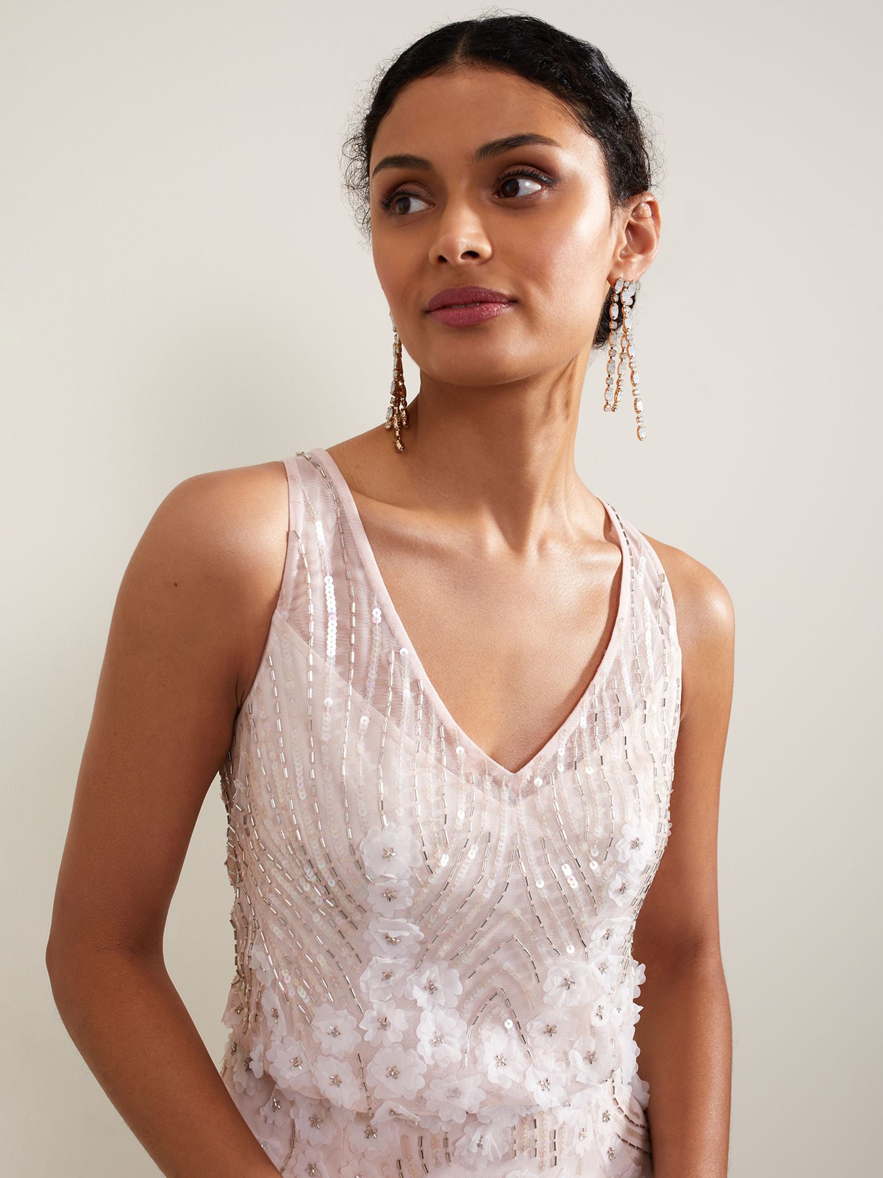 Buy Phase Eight Pink Lexi Ditsy Beaded Cowl Maxi Dress from