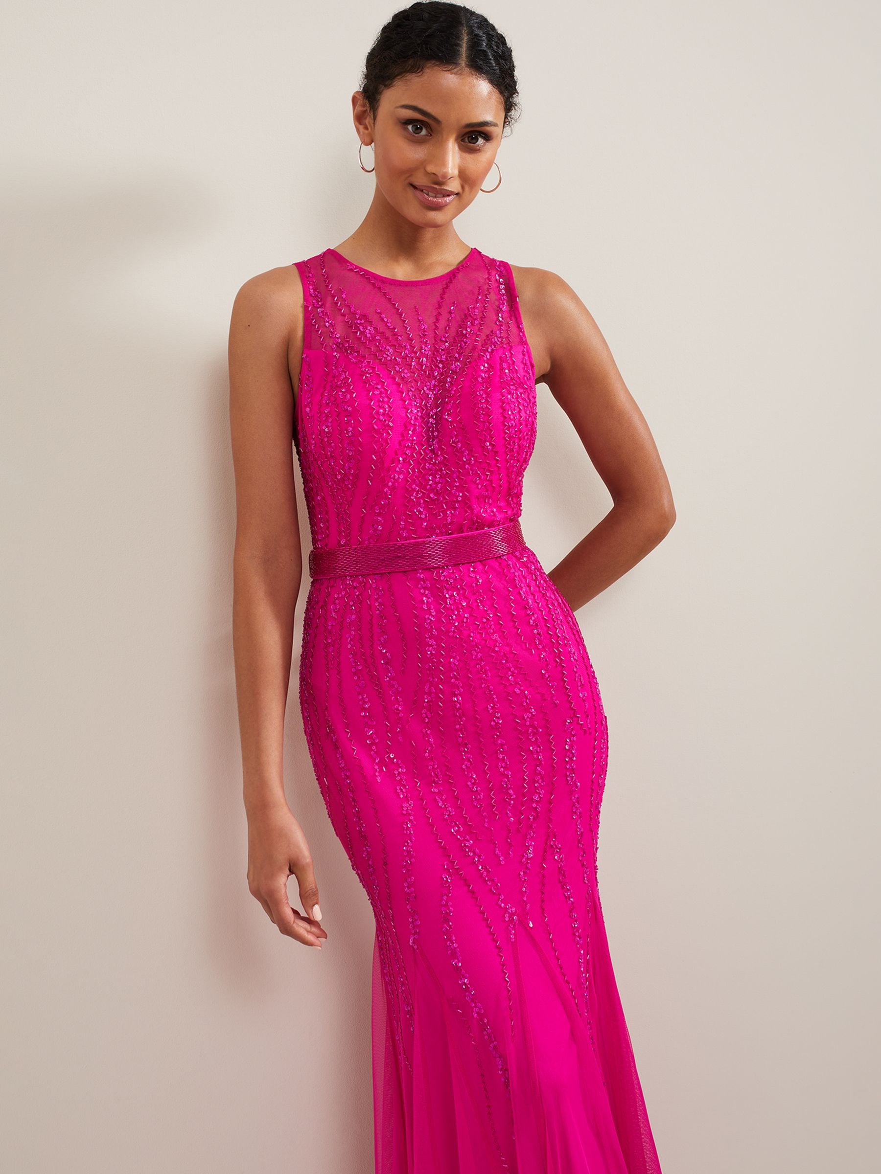 Buy Phase Eight Pink Rowena Beaded Maxi Dress from the Next