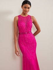 Phase Eight Pink Rowena Beaded Maxi Dress - Image 3 of 7